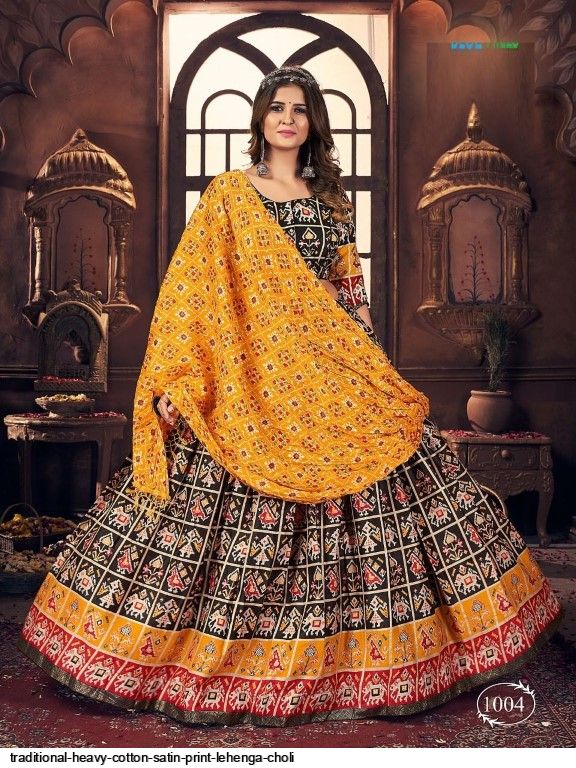 Black Color Muslin Cotton Printed With Real Mirror Work Traditional  Navratri Lehenga Choli, प्रिंटेड लहंगा, प्रिंटेड लेहेंगा - Ahesas Fashion,  Surat | ID: 2851906409397