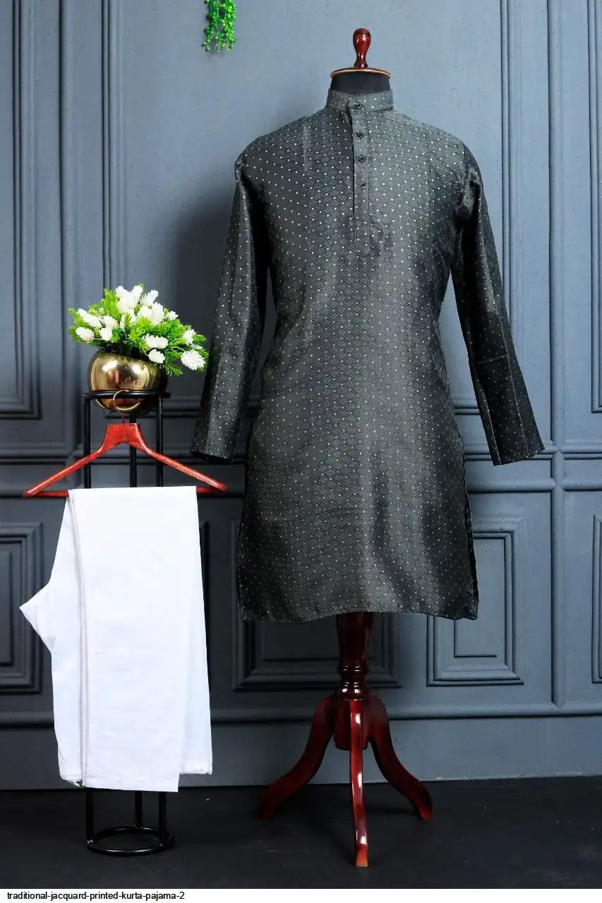 TRADITIONAL JACQUARD PRINTED KURTA PAJAMA 2 H