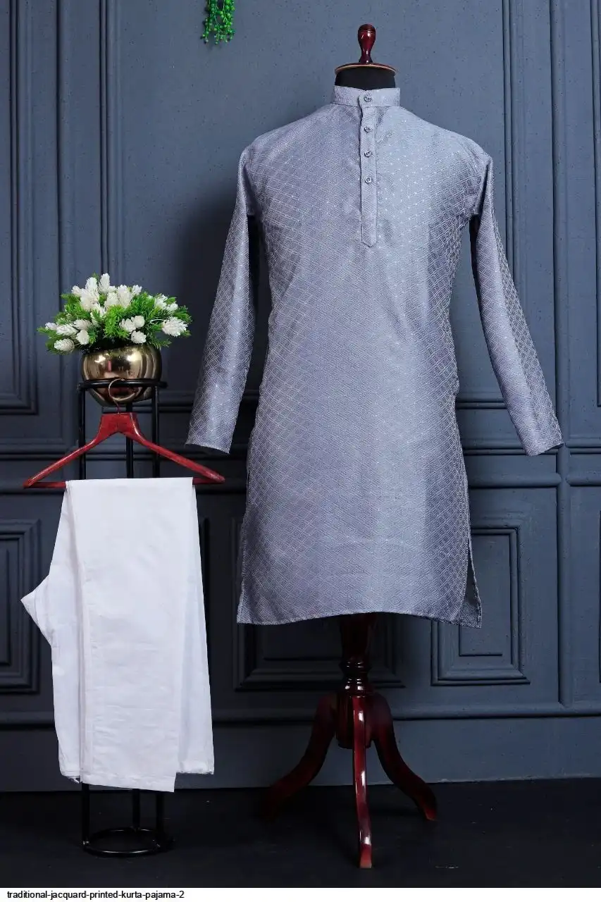 TRADITIONAL JACQUARD PRINTED KURTA PAJAMA 2 D