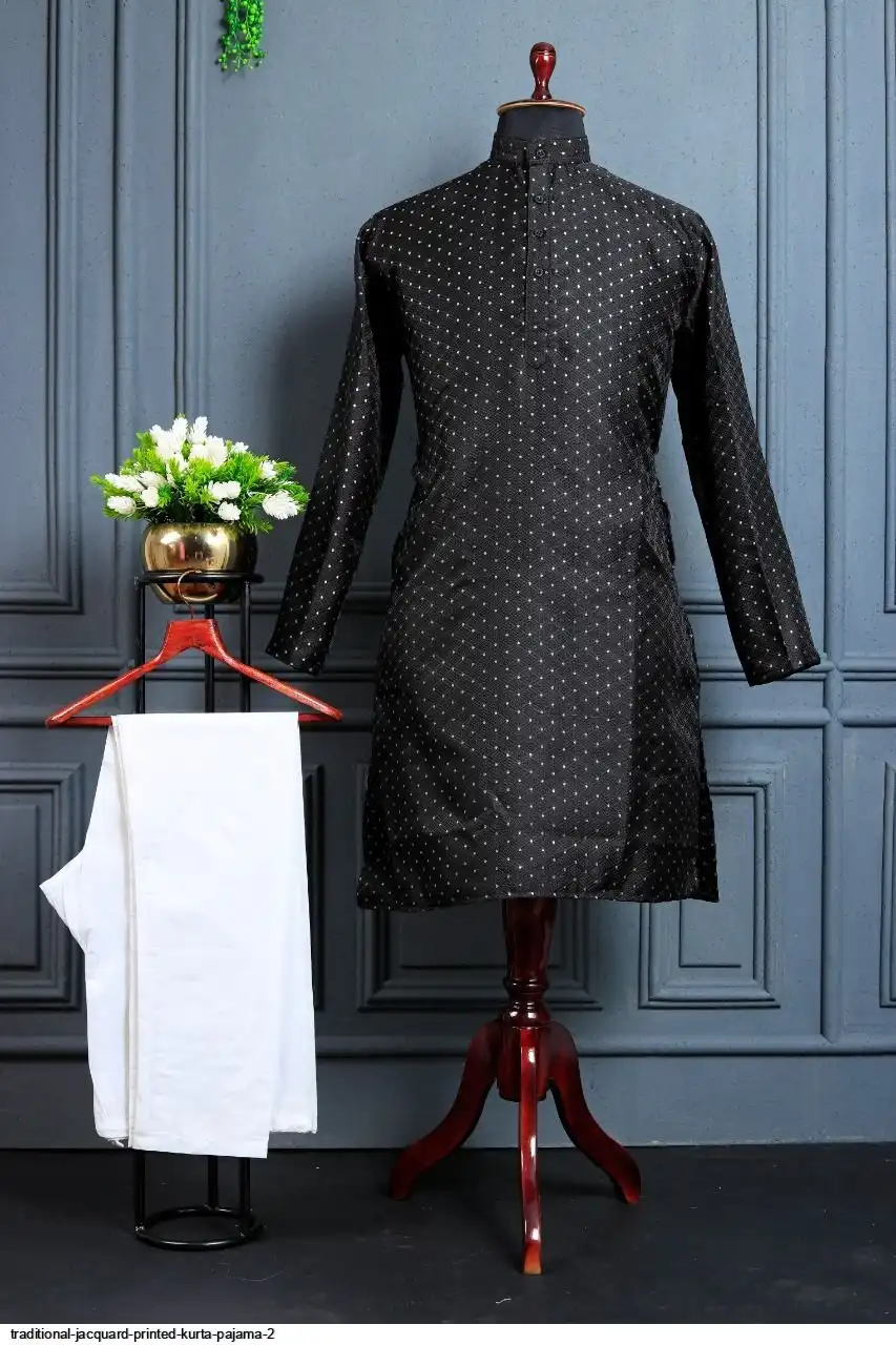 TRADITIONAL JACQUARD PRINTED KURTA PAJAMA 2 E