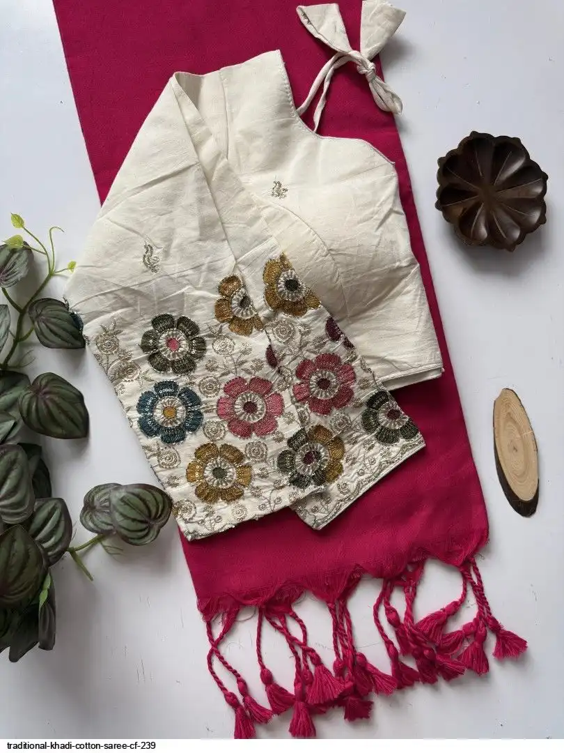 TRADITIONAL KHADI COTTON SAREE CF 239 9