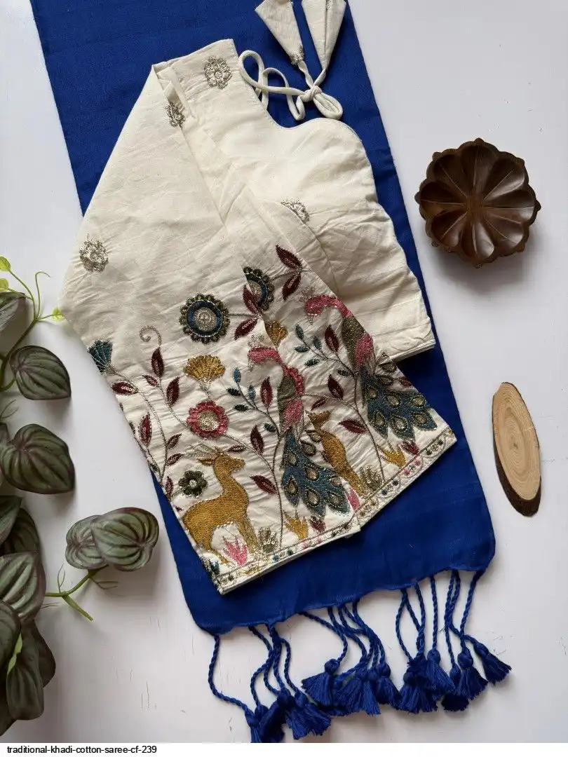 TRADITIONAL KHADI COTTON SAREE CF 239 4