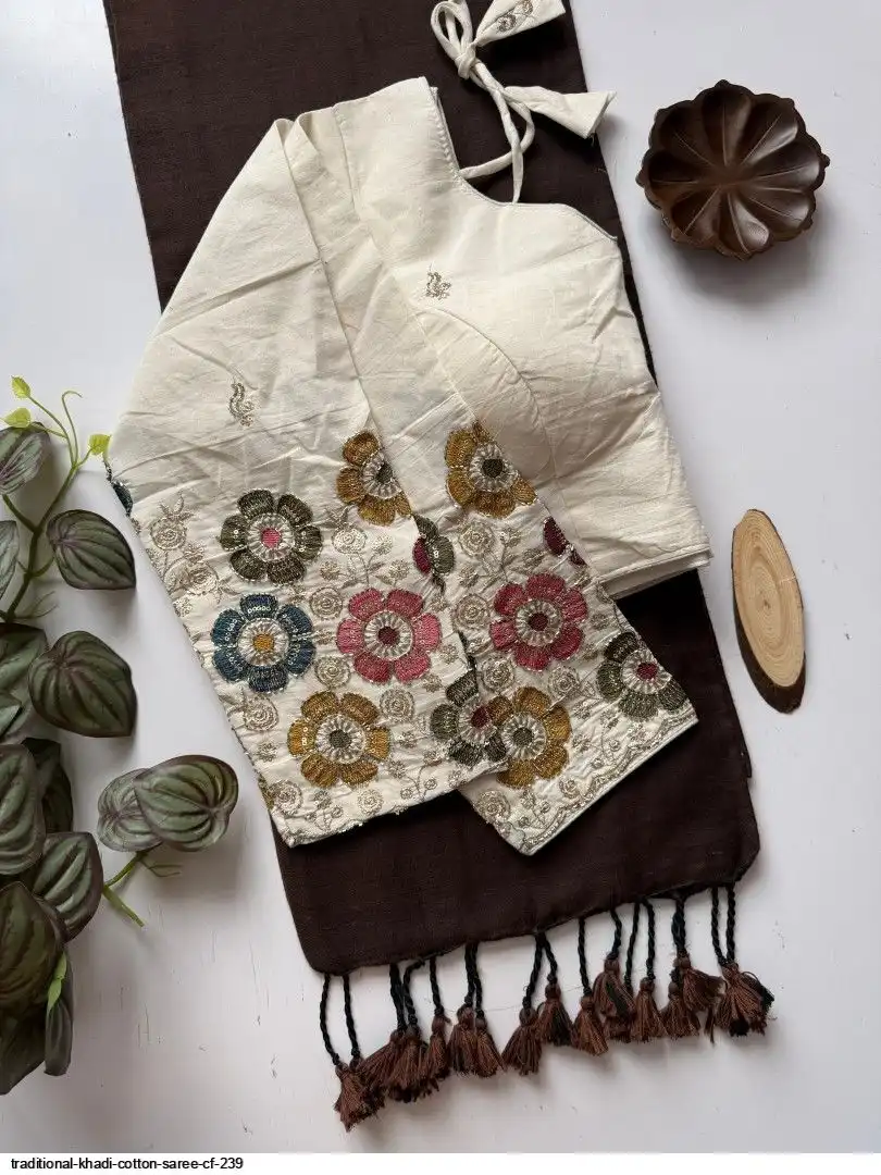 TRADITIONAL KHADI COTTON SAREE CF 239 8