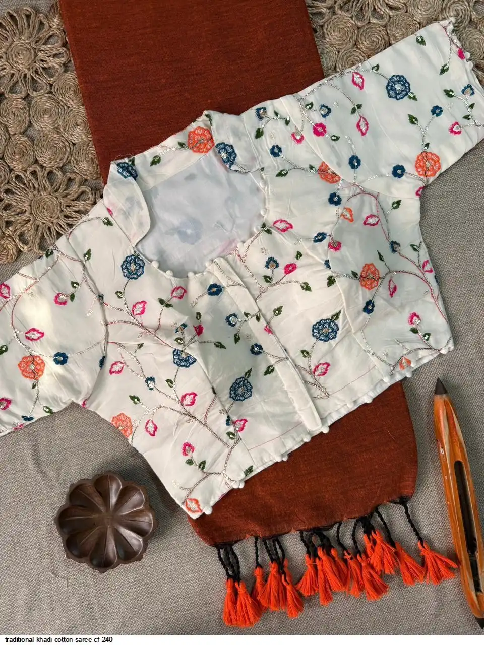 TRADITIONAL KHADI COTTON SAREE CF 240 3