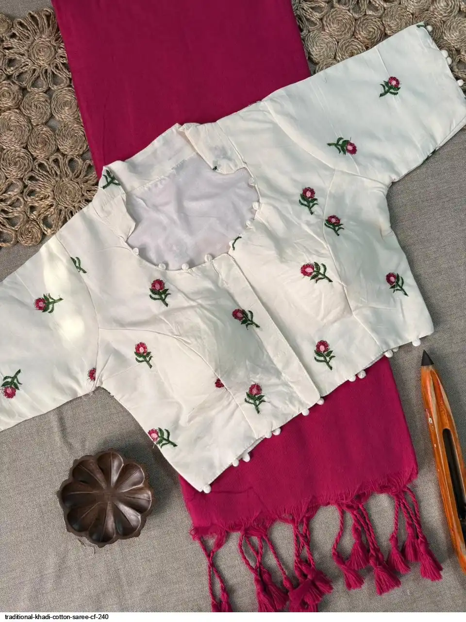 TRADITIONAL KHADI COTTON SAREE CF 240 6