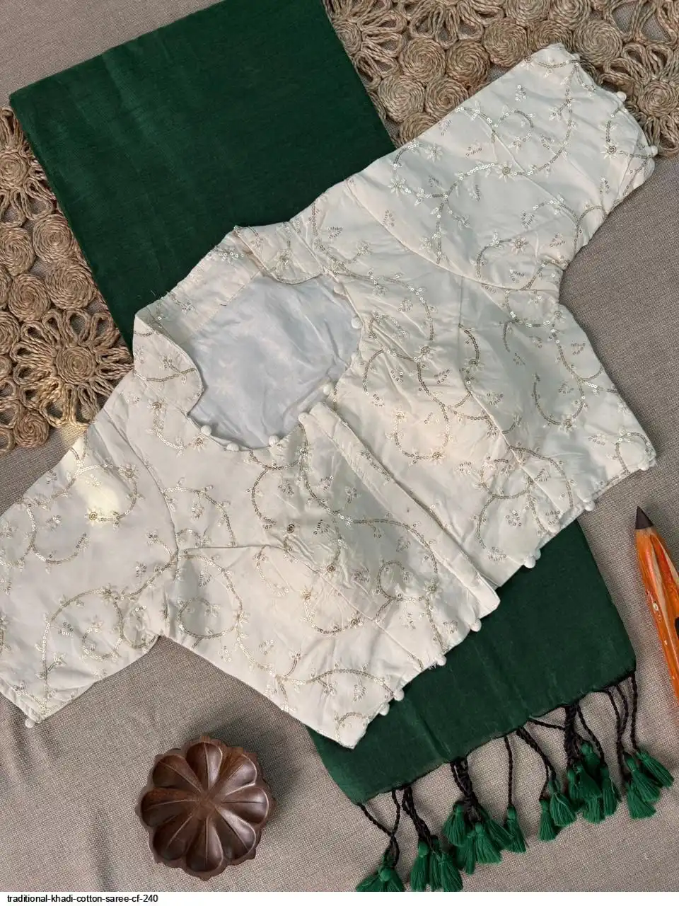 TRADITIONAL KHADI COTTON SAREE CF 240 9