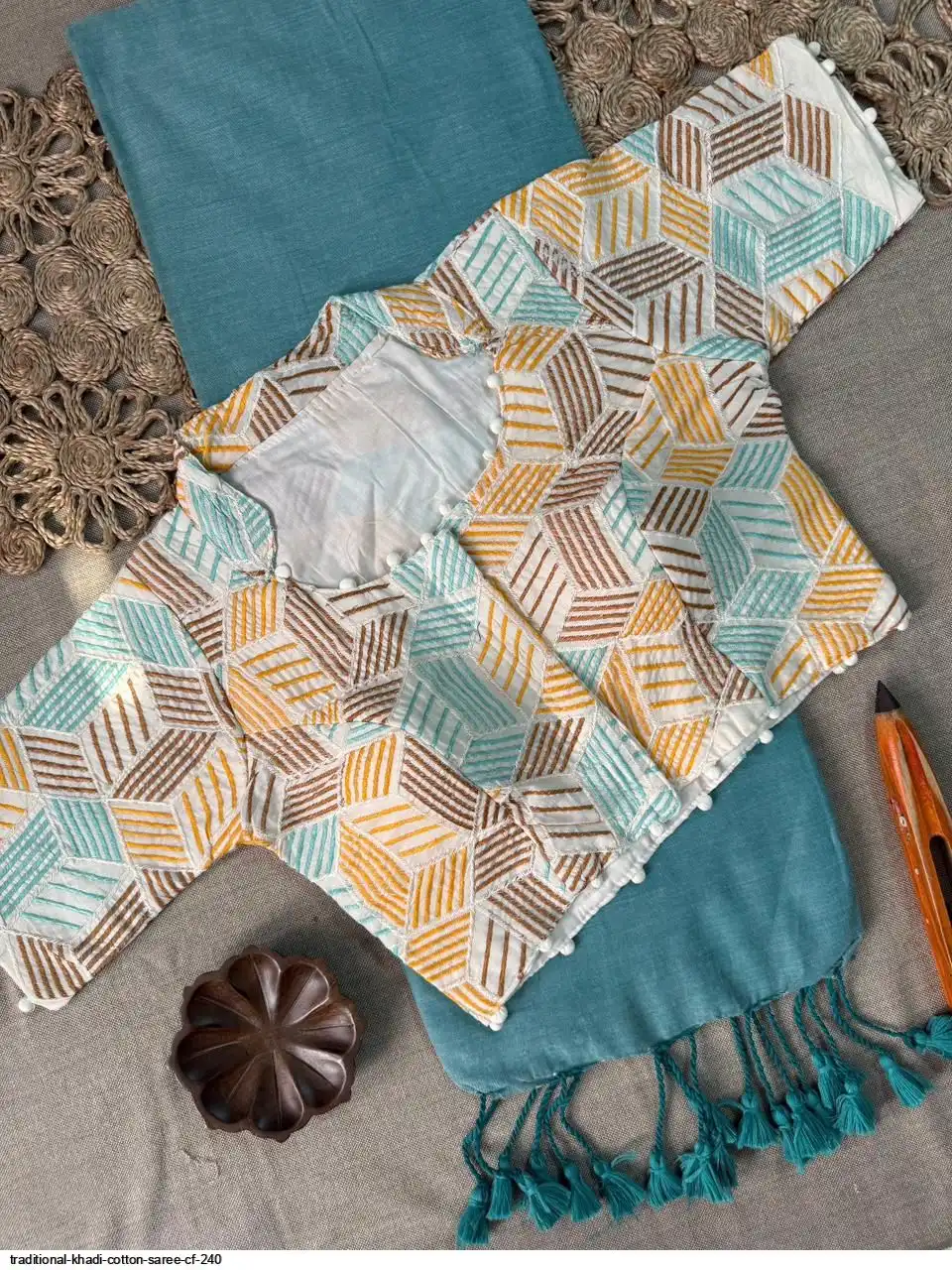 TRADITIONAL KHADI COTTON SAREE CF 240 8