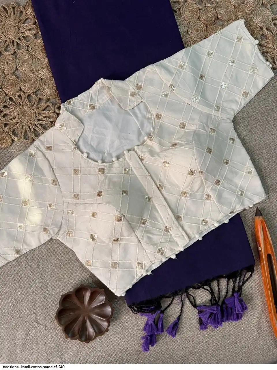 TRADITIONAL KHADI COTTON SAREE CF 240 2