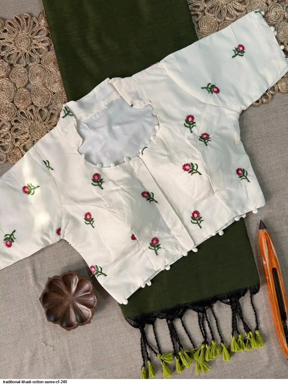 TRADITIONAL KHADI COTTON SAREE CF 240 5