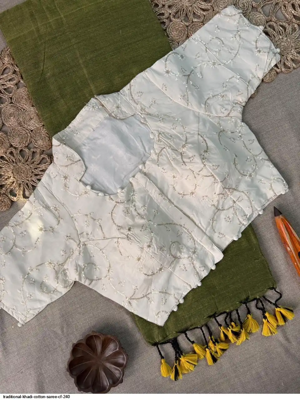 TRADITIONAL KHADI COTTON SAREE CF 240 10