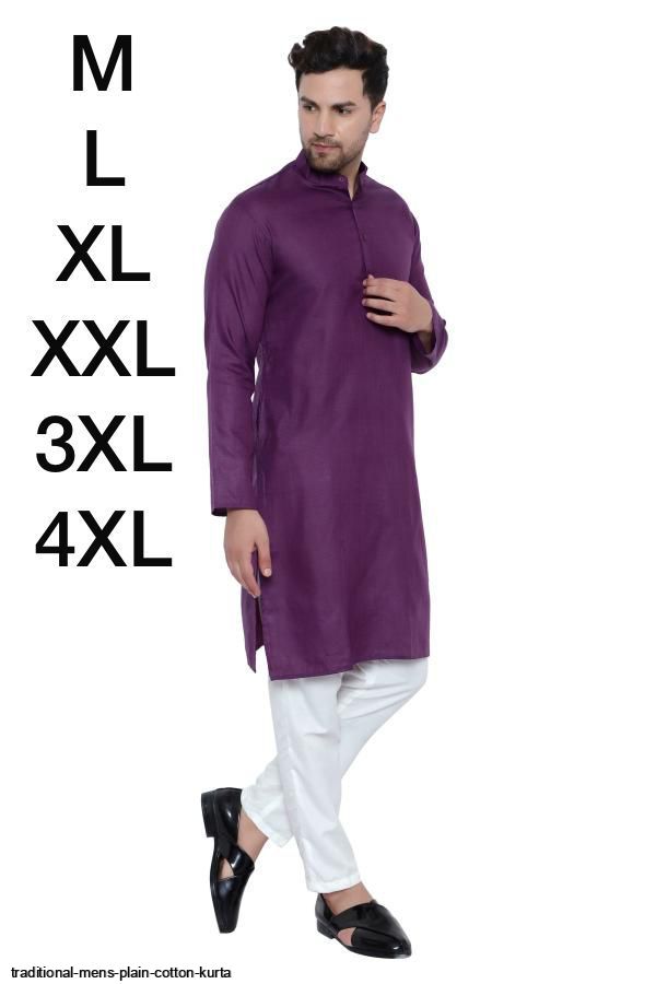 Traditional-mens-plain-cotton-ONLY KURTA-b