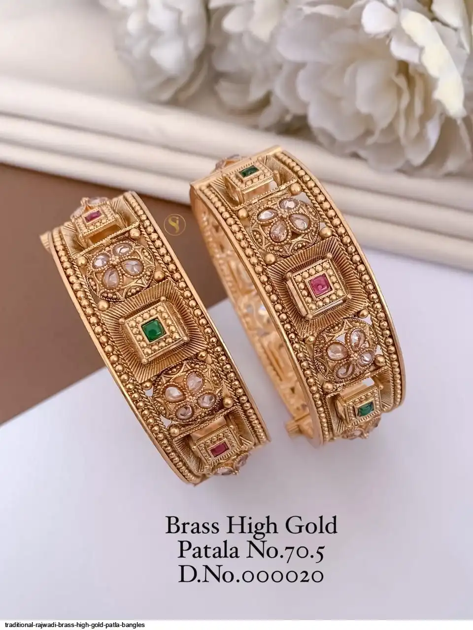 TRADITIONAL RAJWADI BRASS HIGH GOLD PATLA BANGLES D