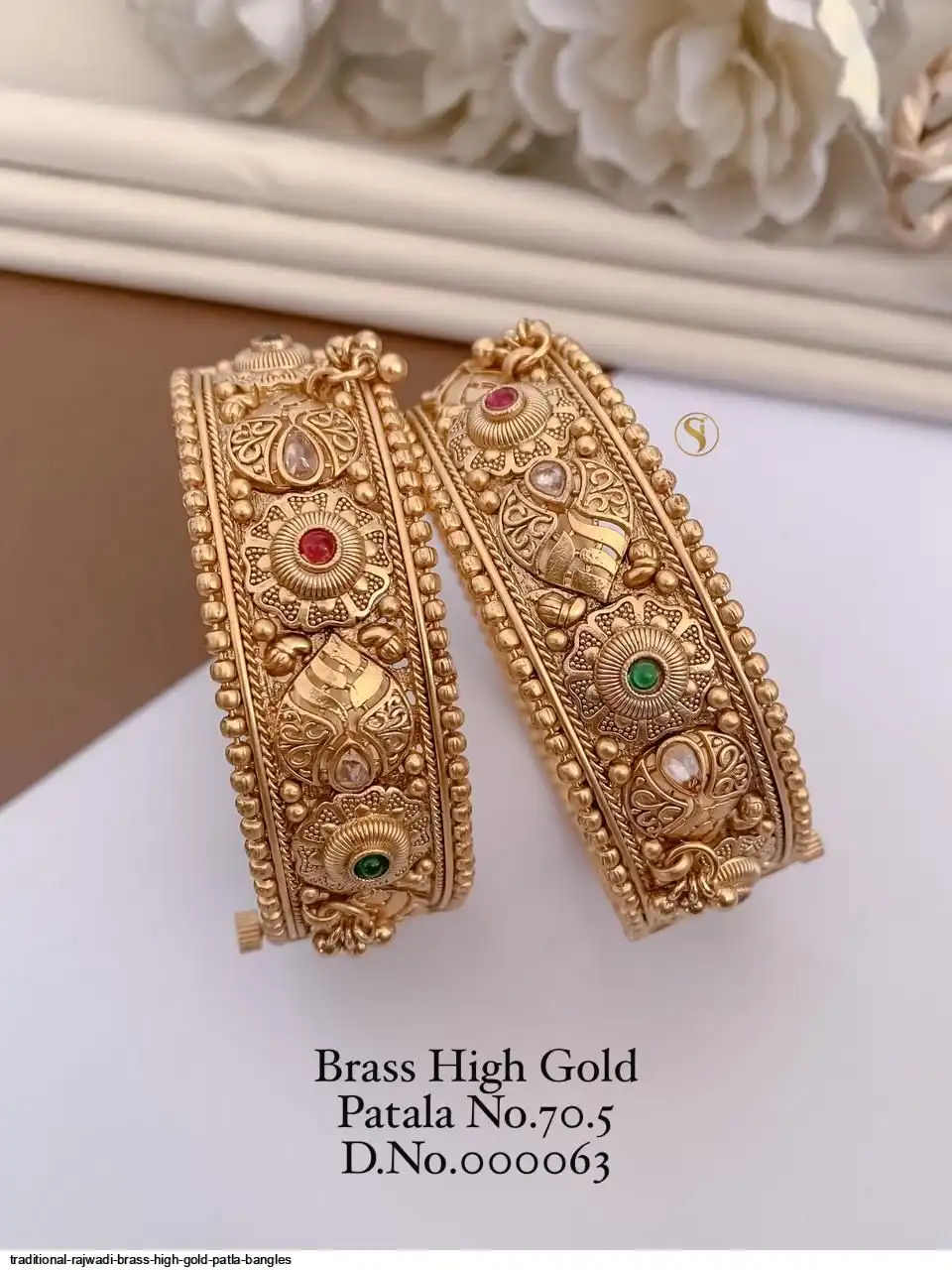 TRADITIONAL RAJWADI BRASS HIGH GOLD PATLA BANGLES A