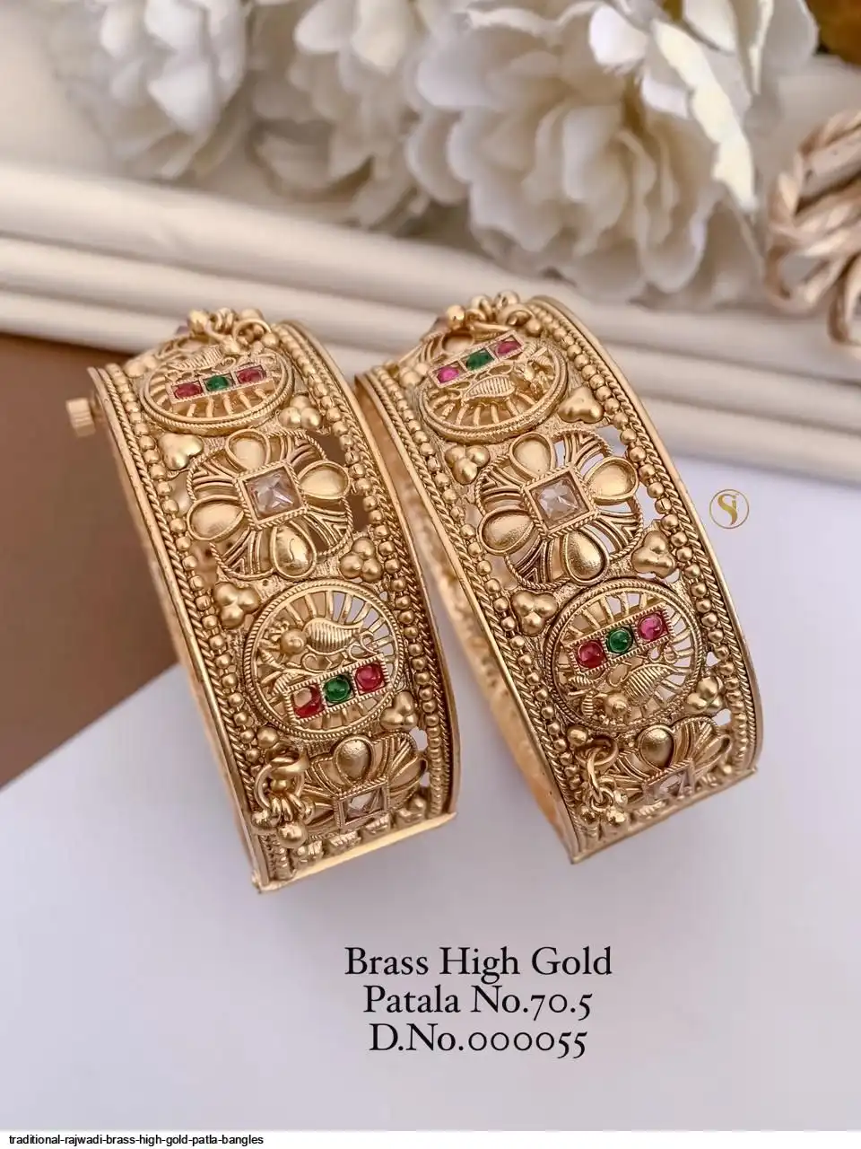 TRADITIONAL RAJWADI BRASS HIGH GOLD PATLA BANGLES C
