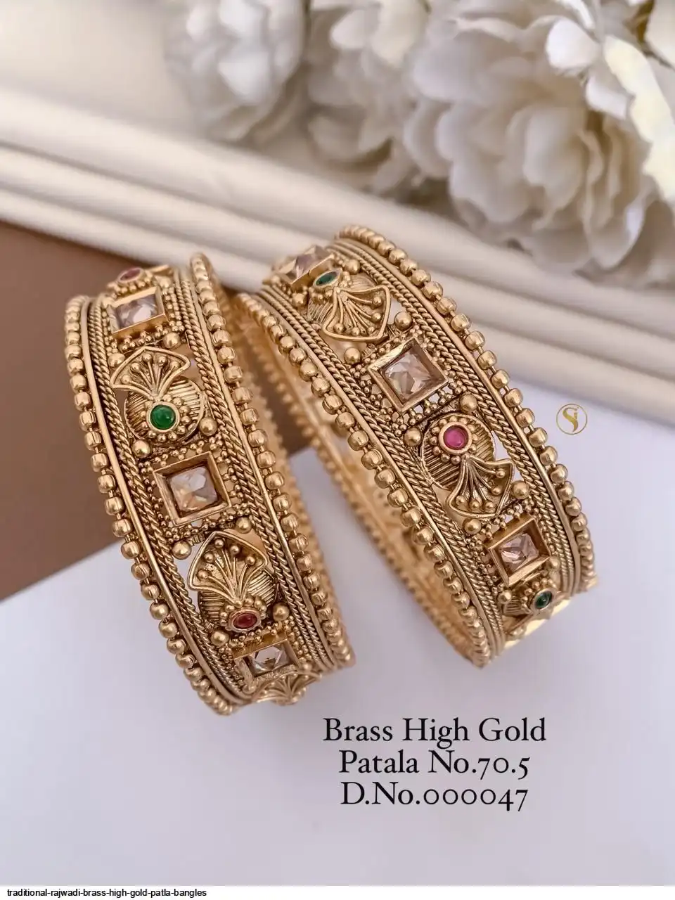 TRADITIONAL RAJWADI BRASS HIGH GOLD PATLA BANGLES B