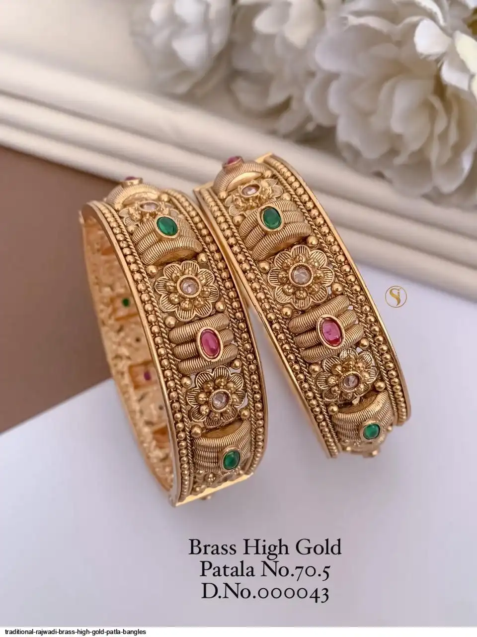 TRADITIONAL RAJWADI BRASS HIGH GOLD PATLA BANGLES F