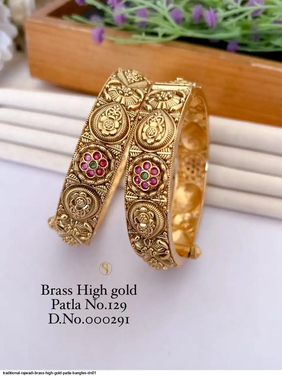 TRADITIONAL RAJWADI BRASS HIGH GOLD PATLA BANGLES DN01 H