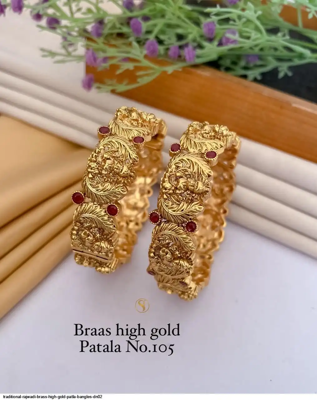 TRADITIONAL RAJWADI BRASS HIGH GOLD PATLA BANGLES DN02 G