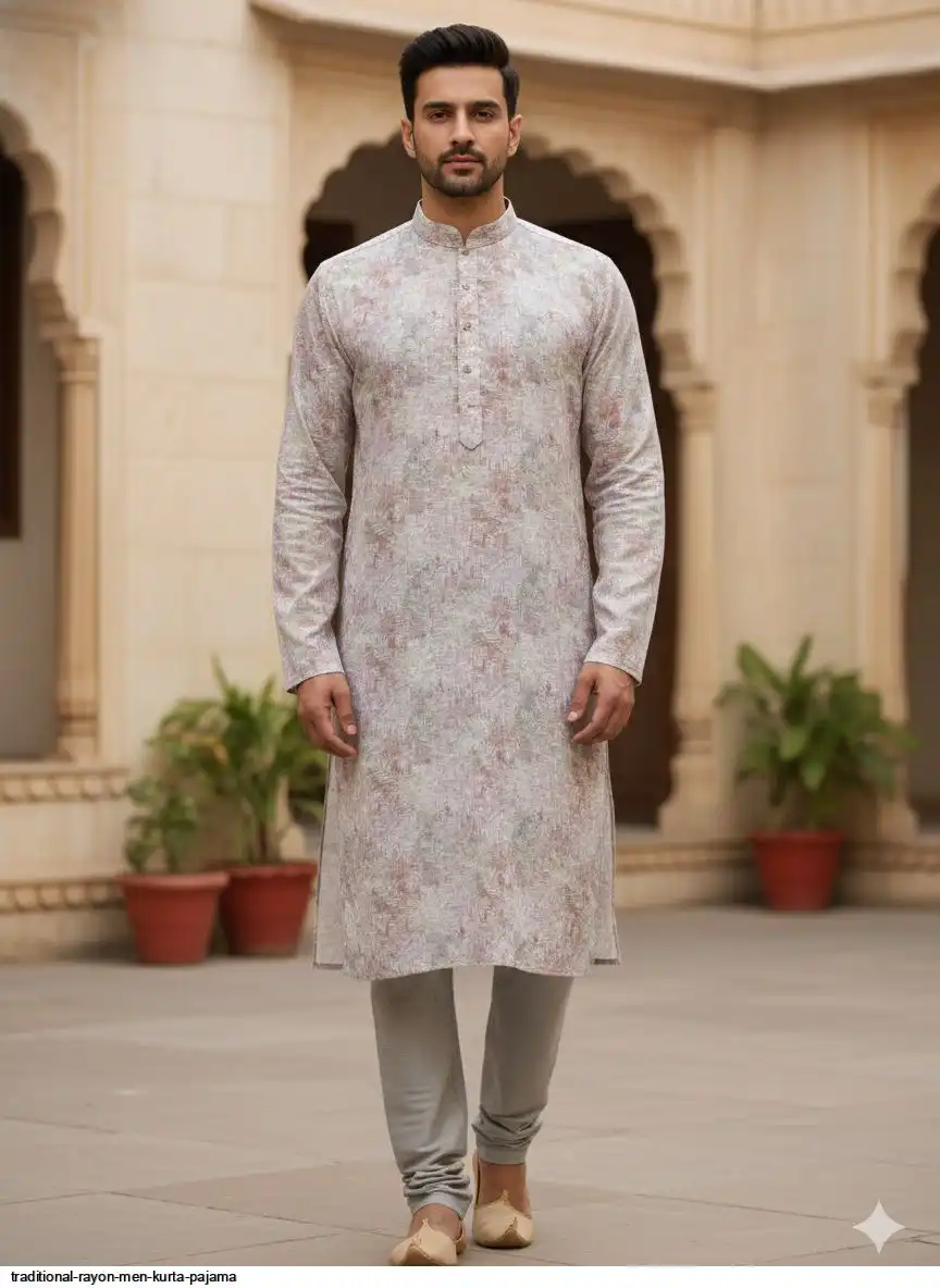 TRADITIONAL RAYON MEN KURTA PAJAMA A