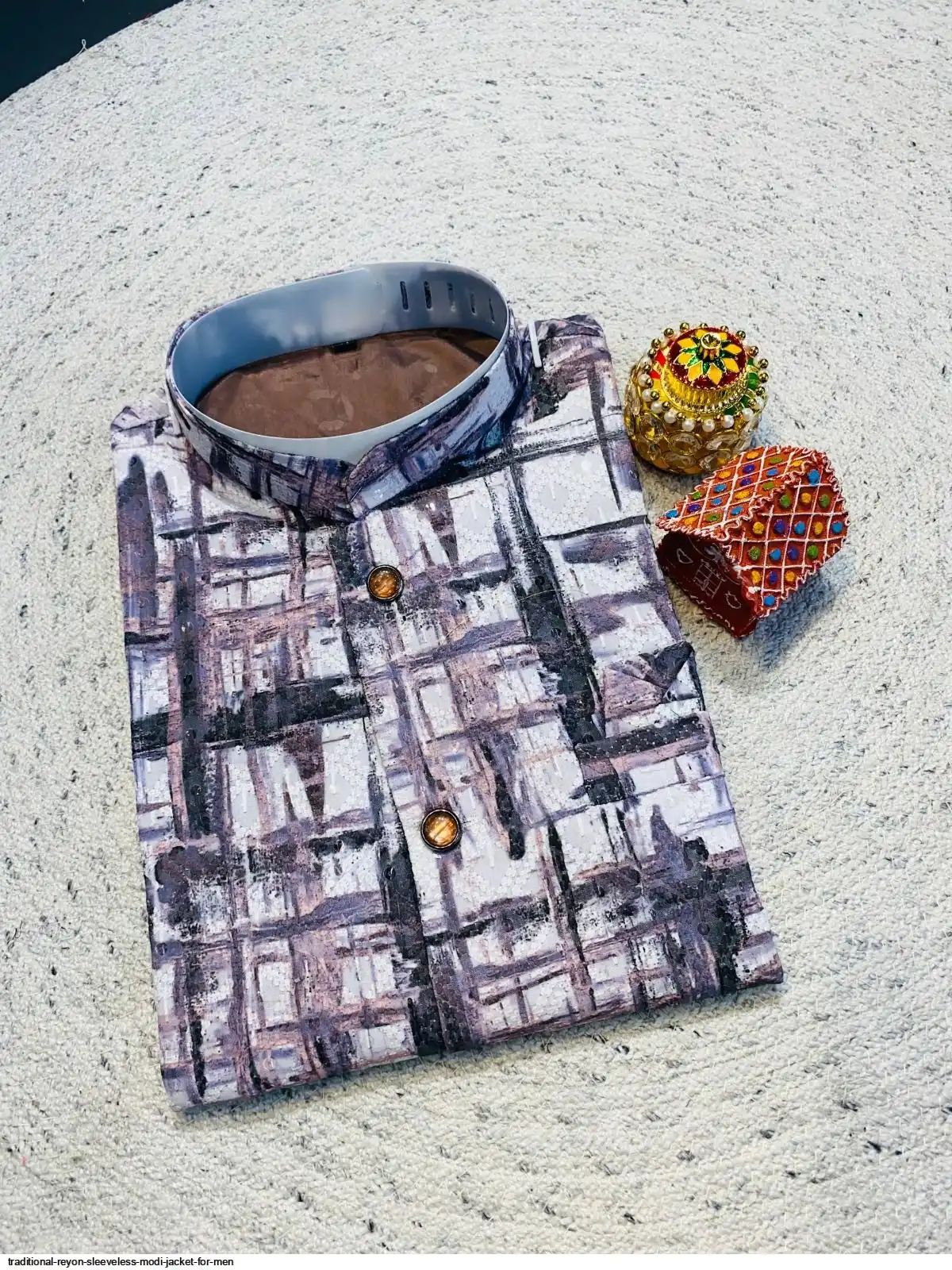 TRADITIONAL REYON SLEEVELESS MODI JACKET FOR MEN F