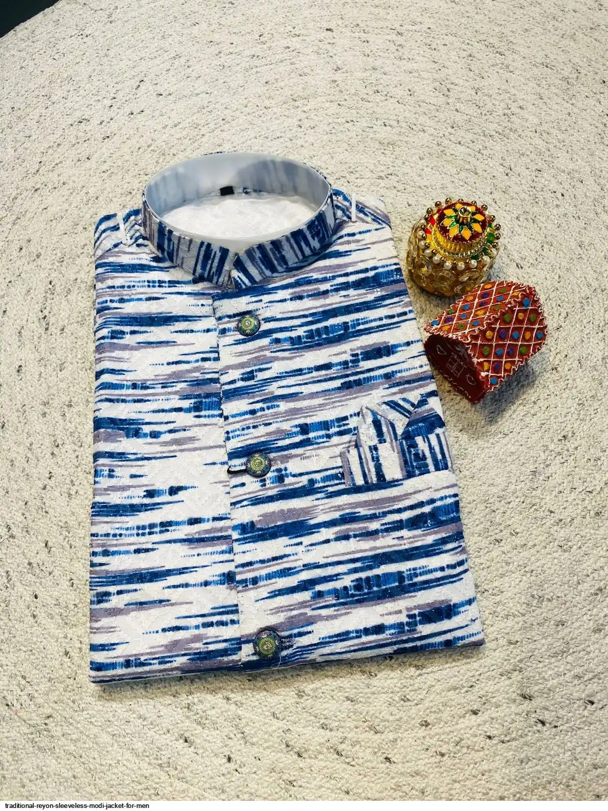 TRADITIONAL REYON SLEEVELESS MODI JACKET FOR MEN D
