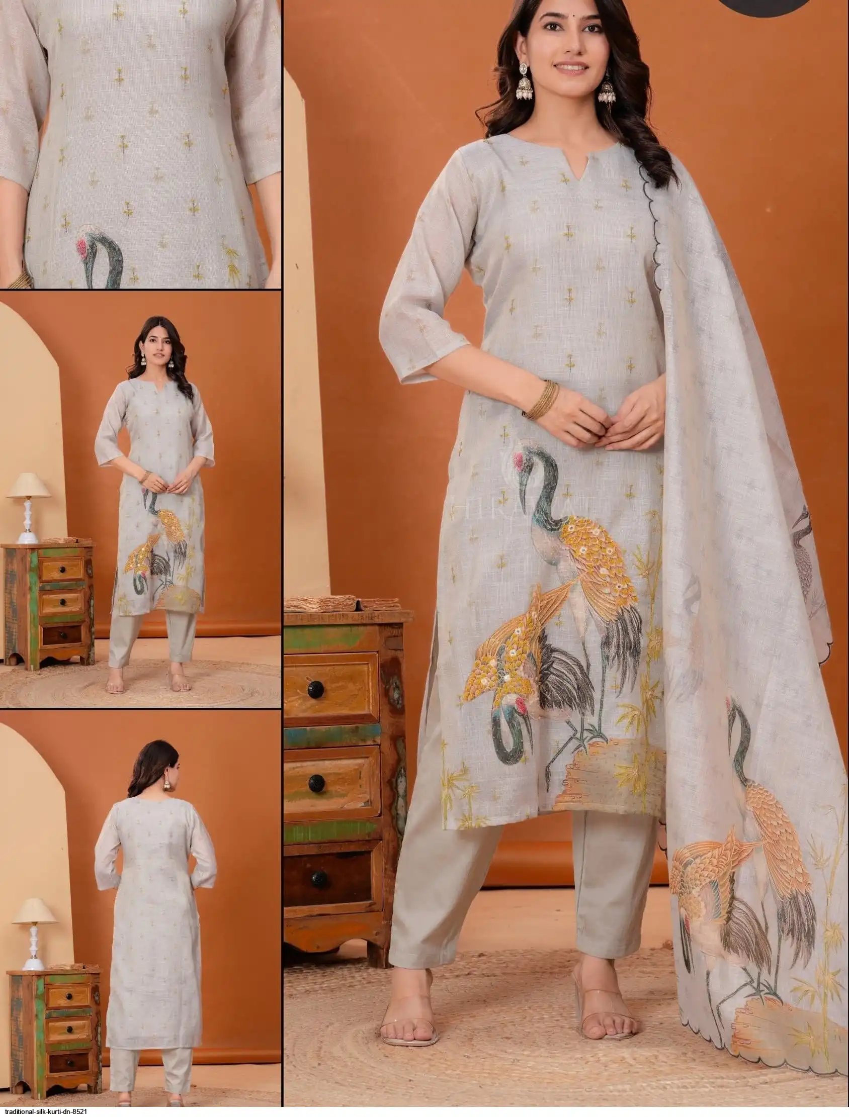 TRADITIONAL SILK KURTI DN 8521
