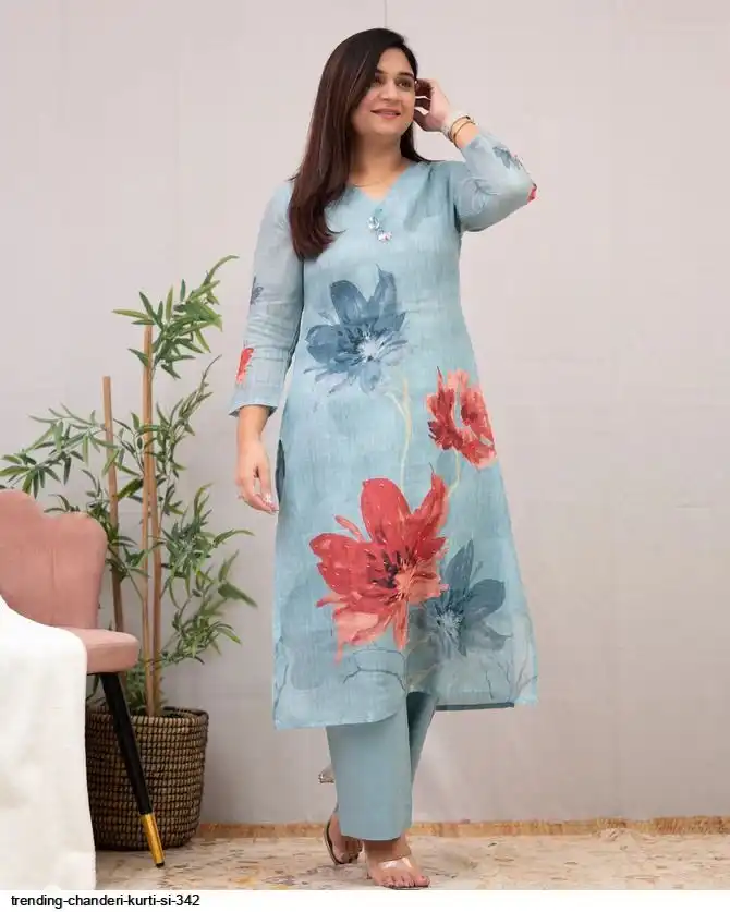 TRENDING CHANDERI KURTI SI 342 C