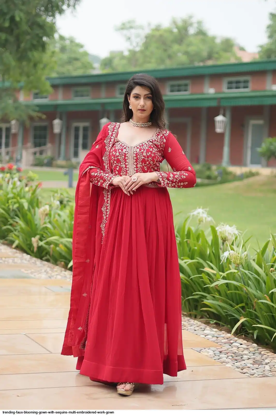 TRENDING FAUX BLOOMING GOWN WITH SEQUINS MULTI EMBROIDERED WORK GOWN 2