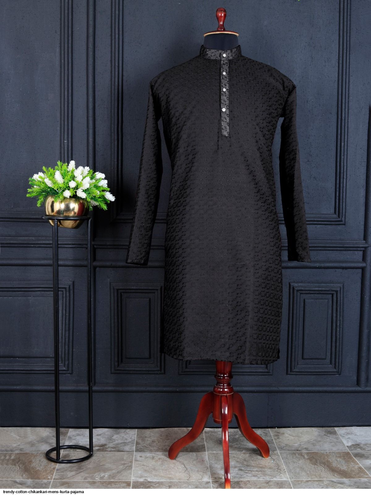 Trendy Cotton Chikankari Mens Kurta Pajama