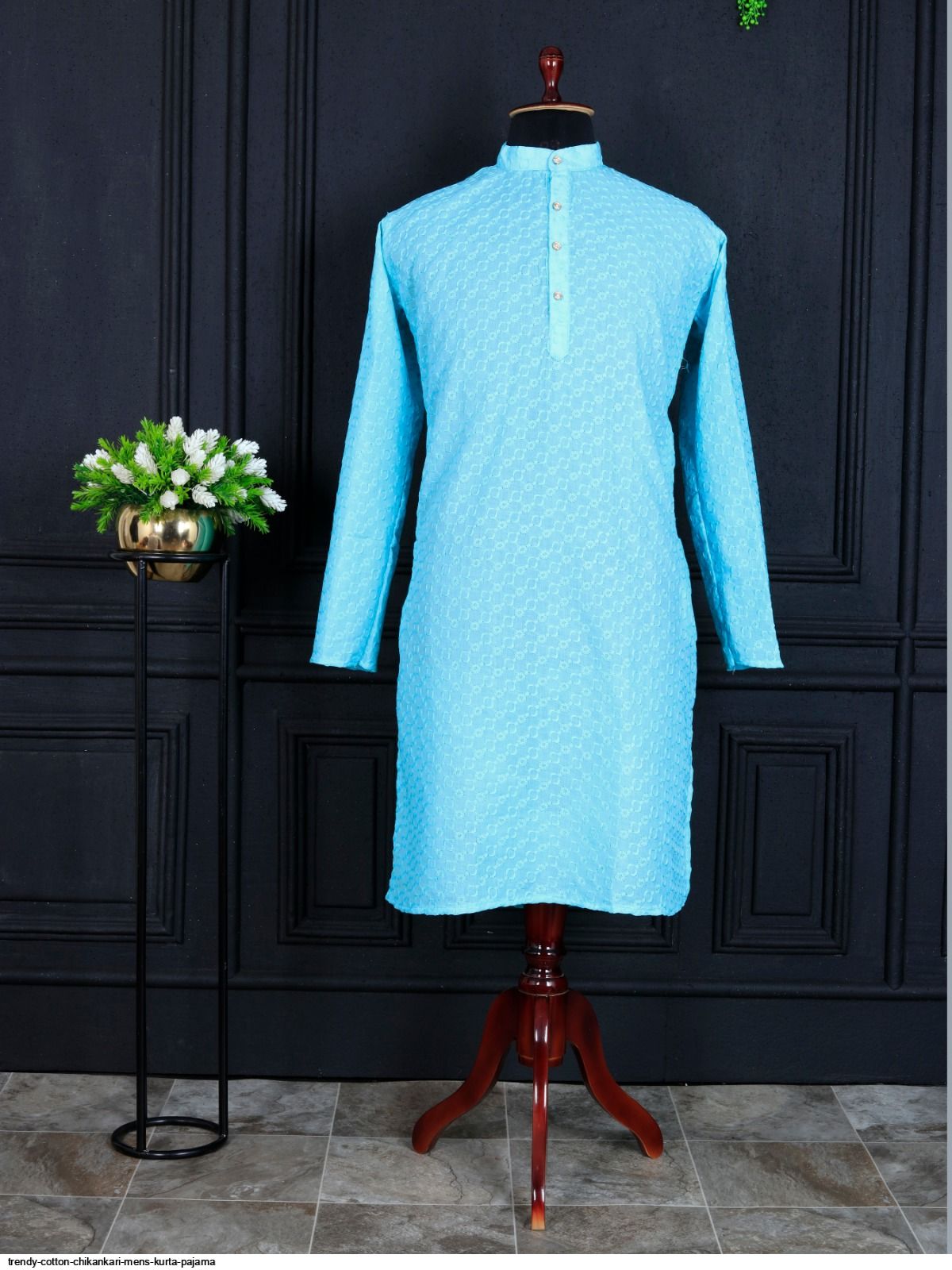 Trendy Cotton Chikankari Mens Kurta Pajama