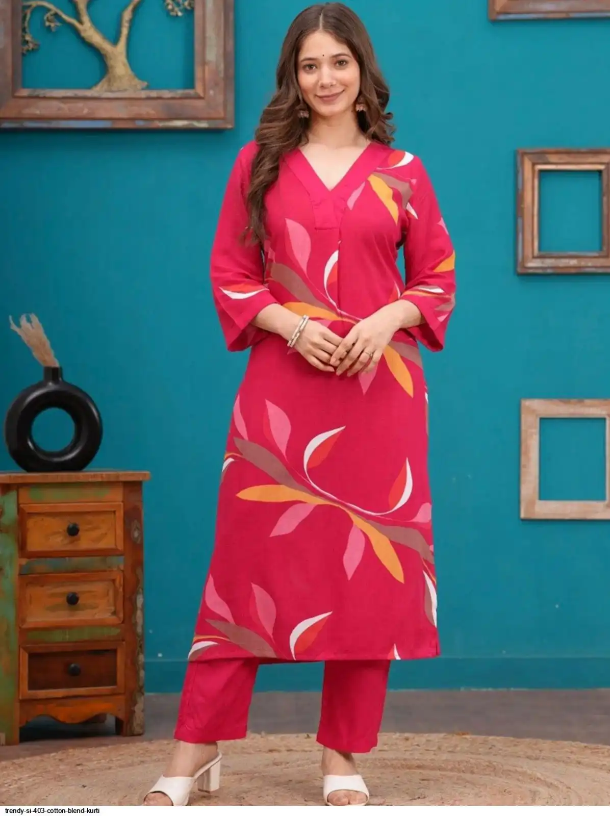 TRENDY SI 403 COTTON BLEND KURTI A