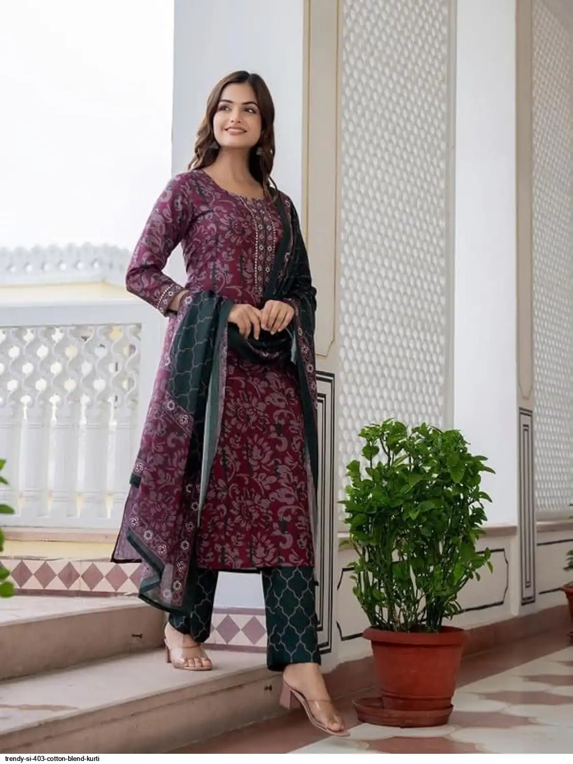 TRENDY SI 403 COTTON BLEND KURTI B