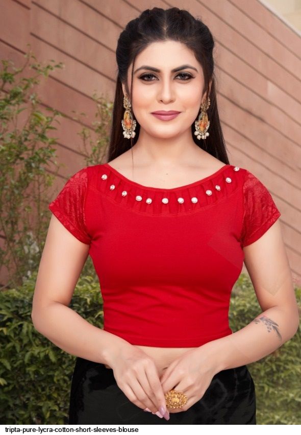 TRIPTA PURE LYCRA COTTON SHORT SLEEVES BLOUSE