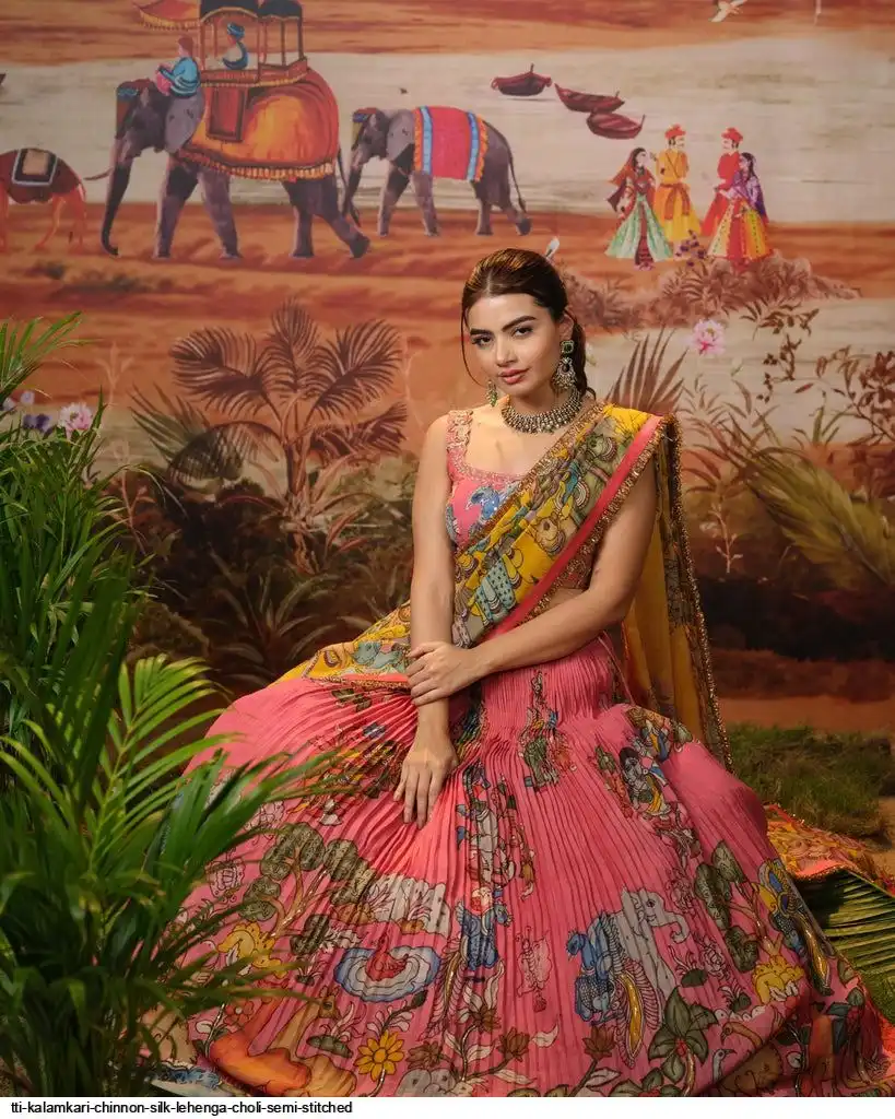 TTI Kalamkari Lehenga Choli | Chinon Silk Wholesale