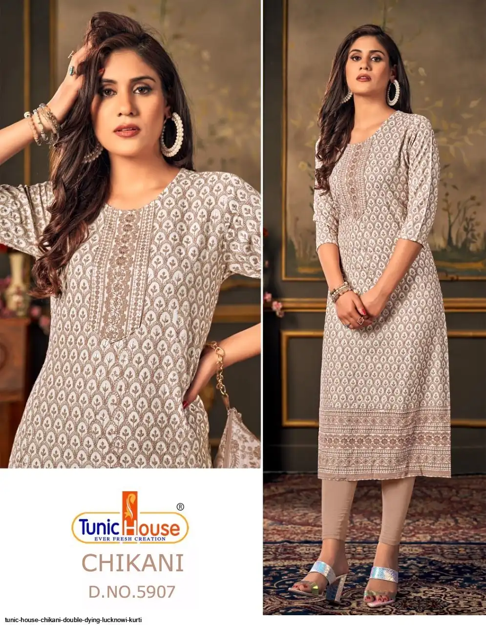 TUNIC HOUSE CHIKANI DOUBLE DYING LUCKNOWI KURTI 4