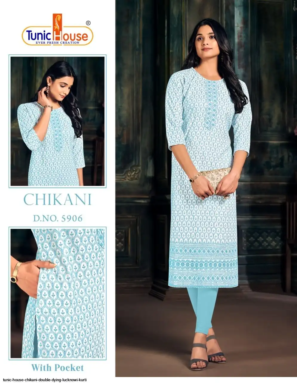 TUNIC HOUSE CHIKANI DOUBLE DYING LUCKNOWI KURTI 3