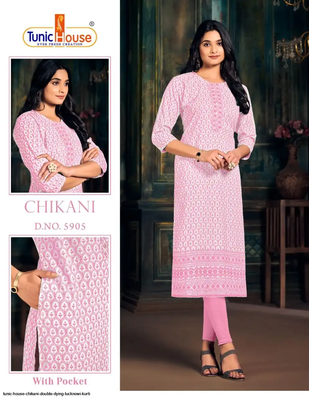TUNIC HOUSE CHIKANI DOUBLE DYING LUCKNOWI KURTI 2