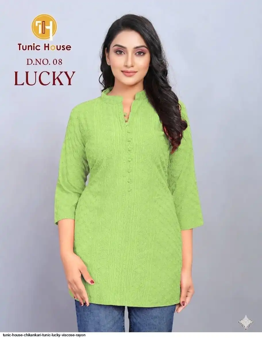 TUNIC HOUSE CHIKANKARI TUNIC LUCKY VISCOSE RAYON 08