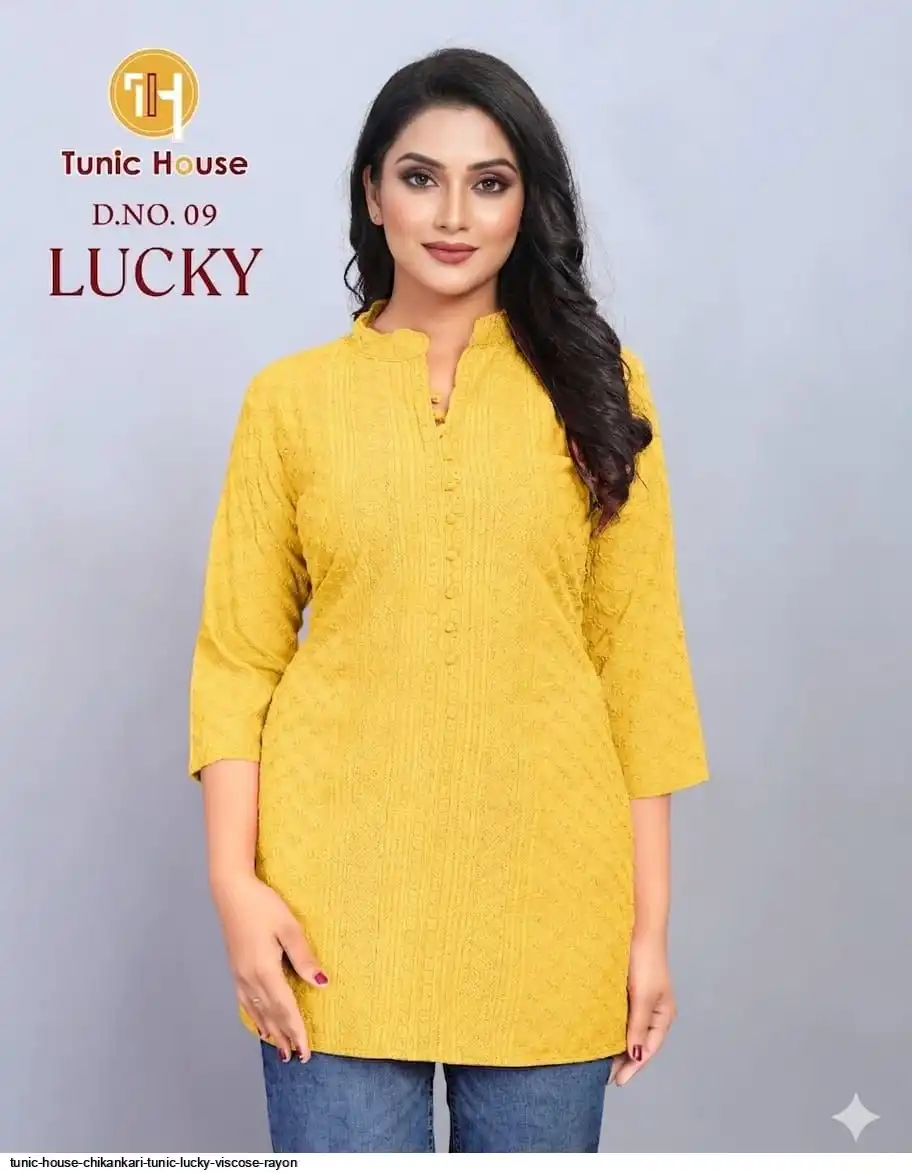 TUNIC HOUSE CHIKANKARI TUNIC LUCKY VISCOSE RAYON 09