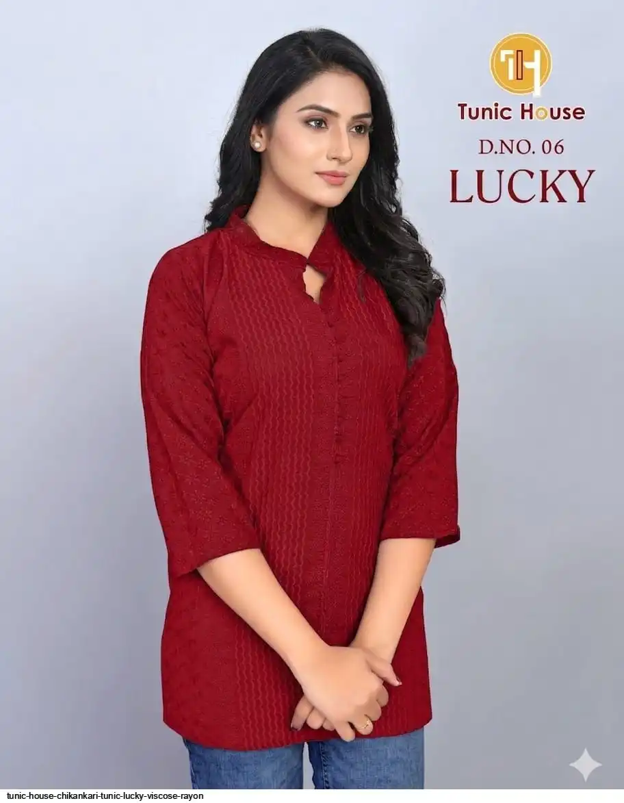 TUNIC HOUSE CHIKANKARI TUNIC LUCKY VISCOSE RAYON 06