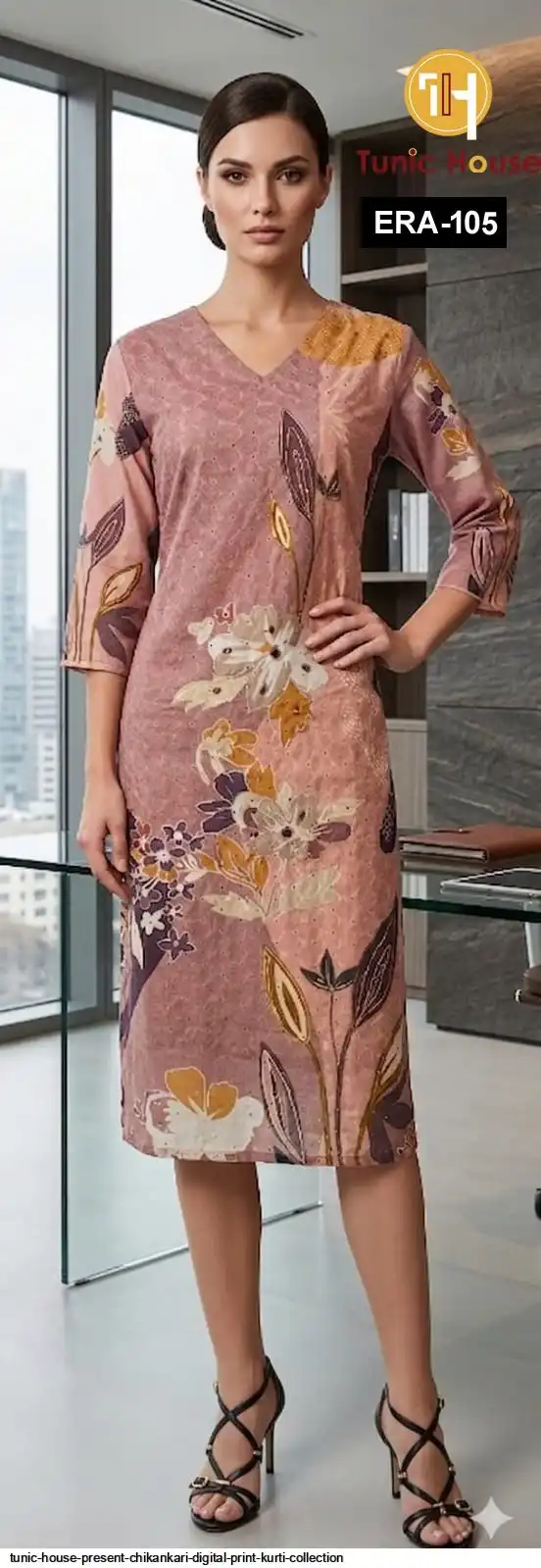 TUNIC HOUSE PRESENT CHIKANKARI DIGITAL PRINT KURTI COLLECTION C