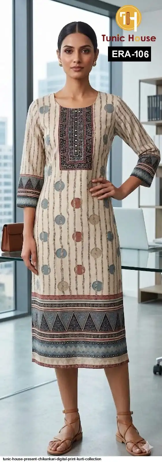 TUNIC HOUSE PRESENT CHIKANKARI DIGITAL PRINT KURTI COLLECTION D