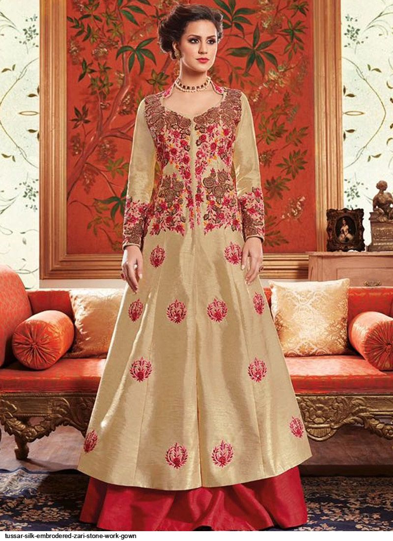 Tussar silk cheap gown