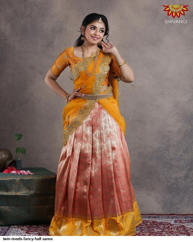 Pink and beige half and half saree 2005