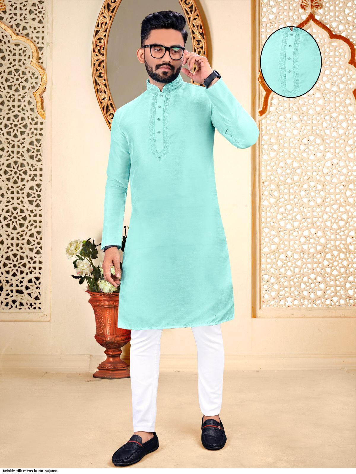 TWINKLE SILK MENS KURTA PAJAMA H