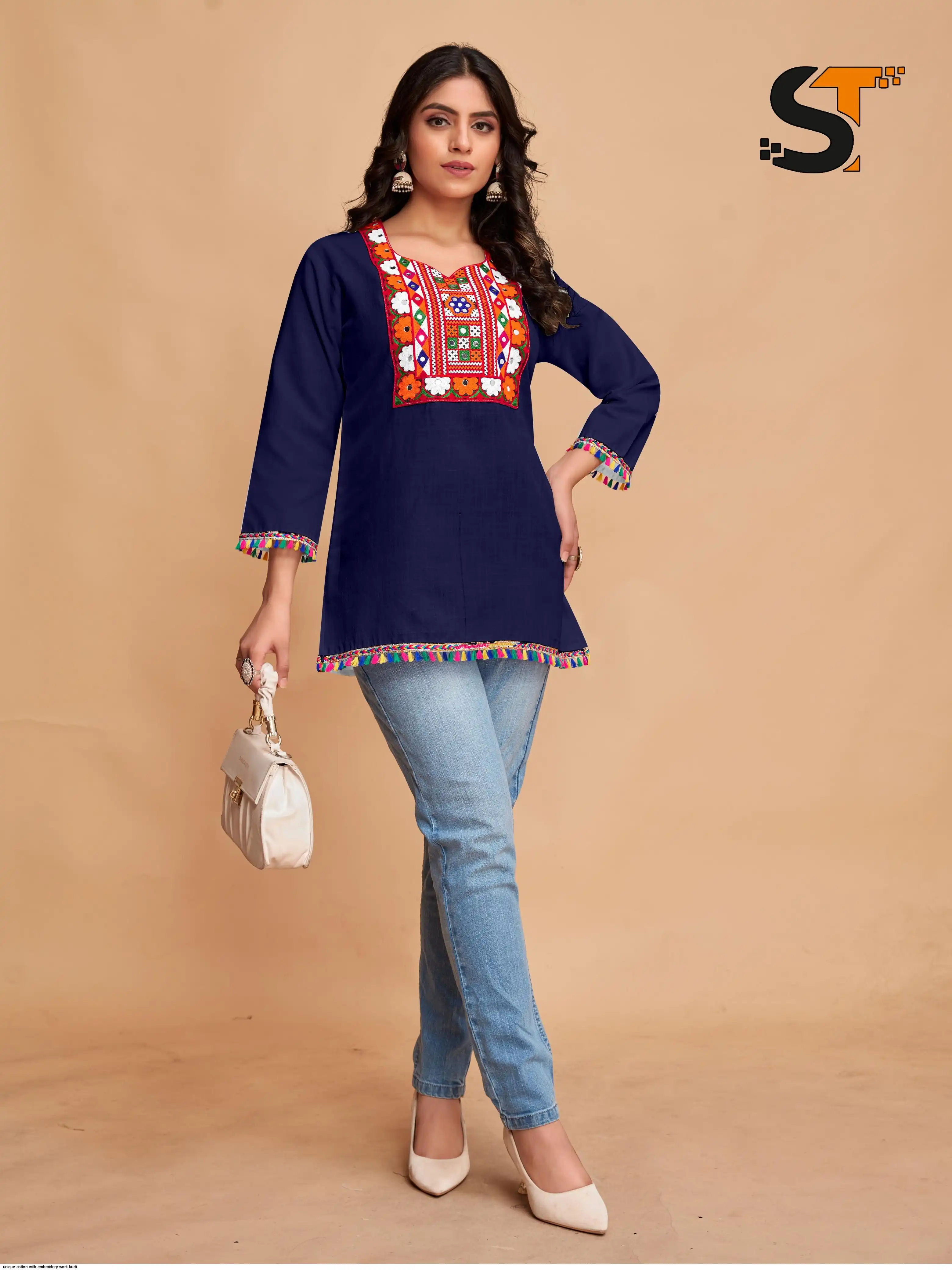 UNIQUE COTTON WITH EMBROIDERY WORK KURTI 1