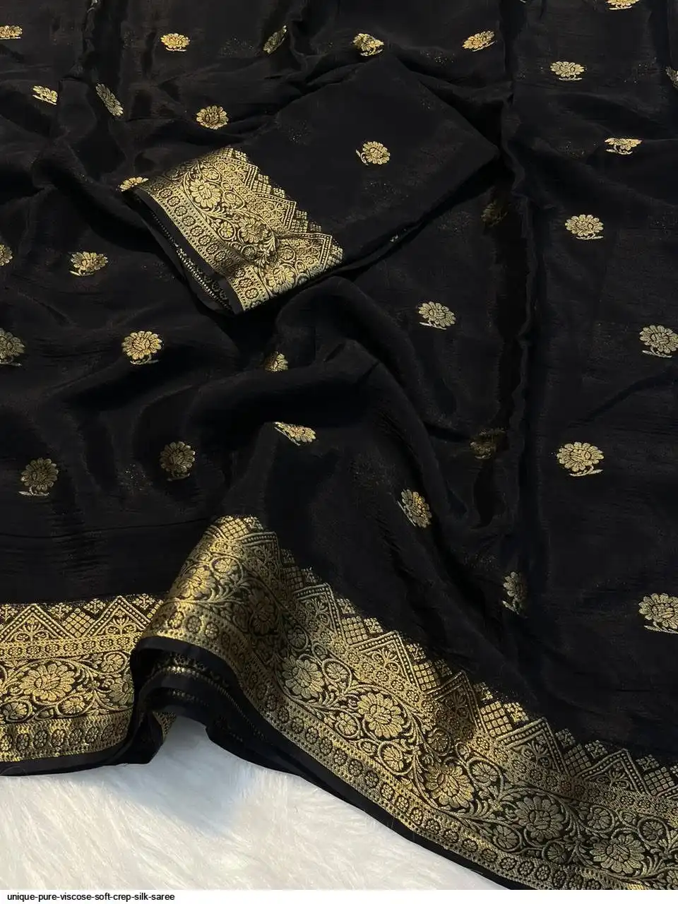 UNIQUE PURE VISCOSE SOFT CREP SILK SAREE 1
