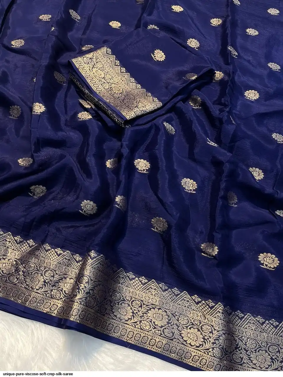 UNIQUE PURE VISCOSE SOFT CREP SILK SAREE 2