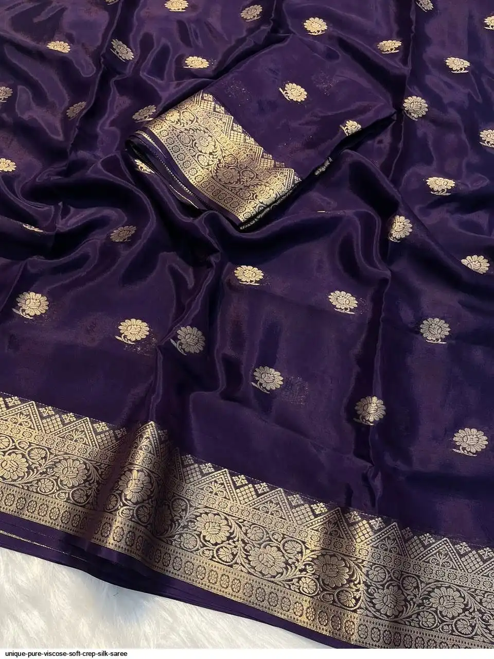UNIQUE PURE VISCOSE SOFT CREP SILK SAREE 4