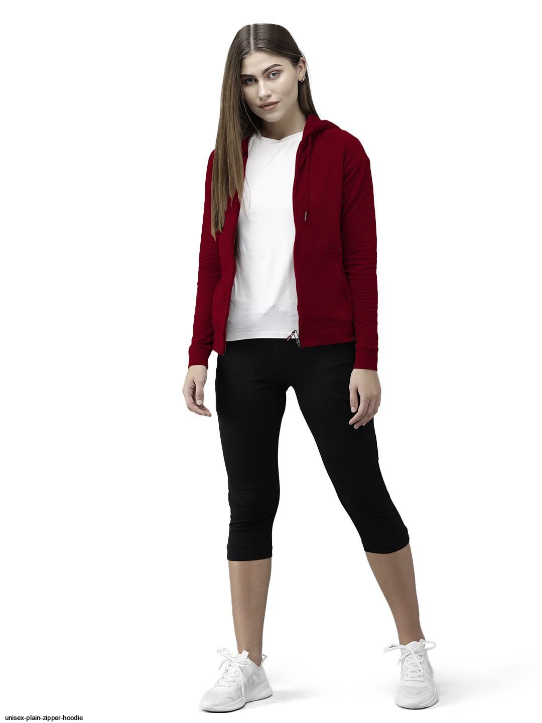 UNISEX PLAIN ZIPPER HOODIE E